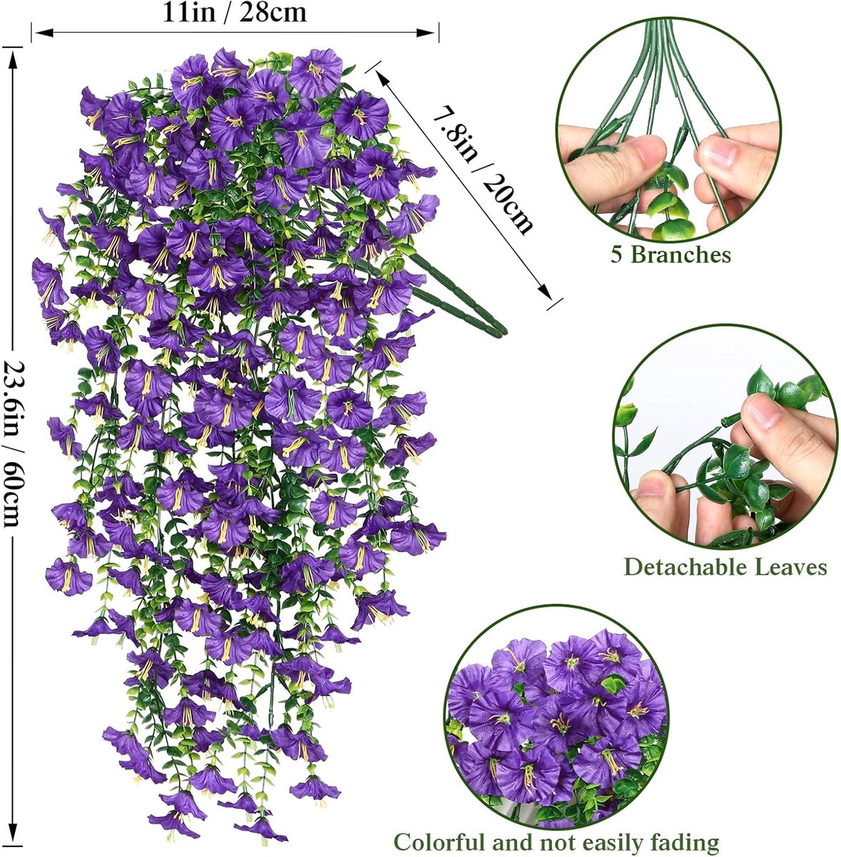 2 STUKS Paarse Hangende Kunstplanten Lotus Bloemen Lavendel - 75 cm