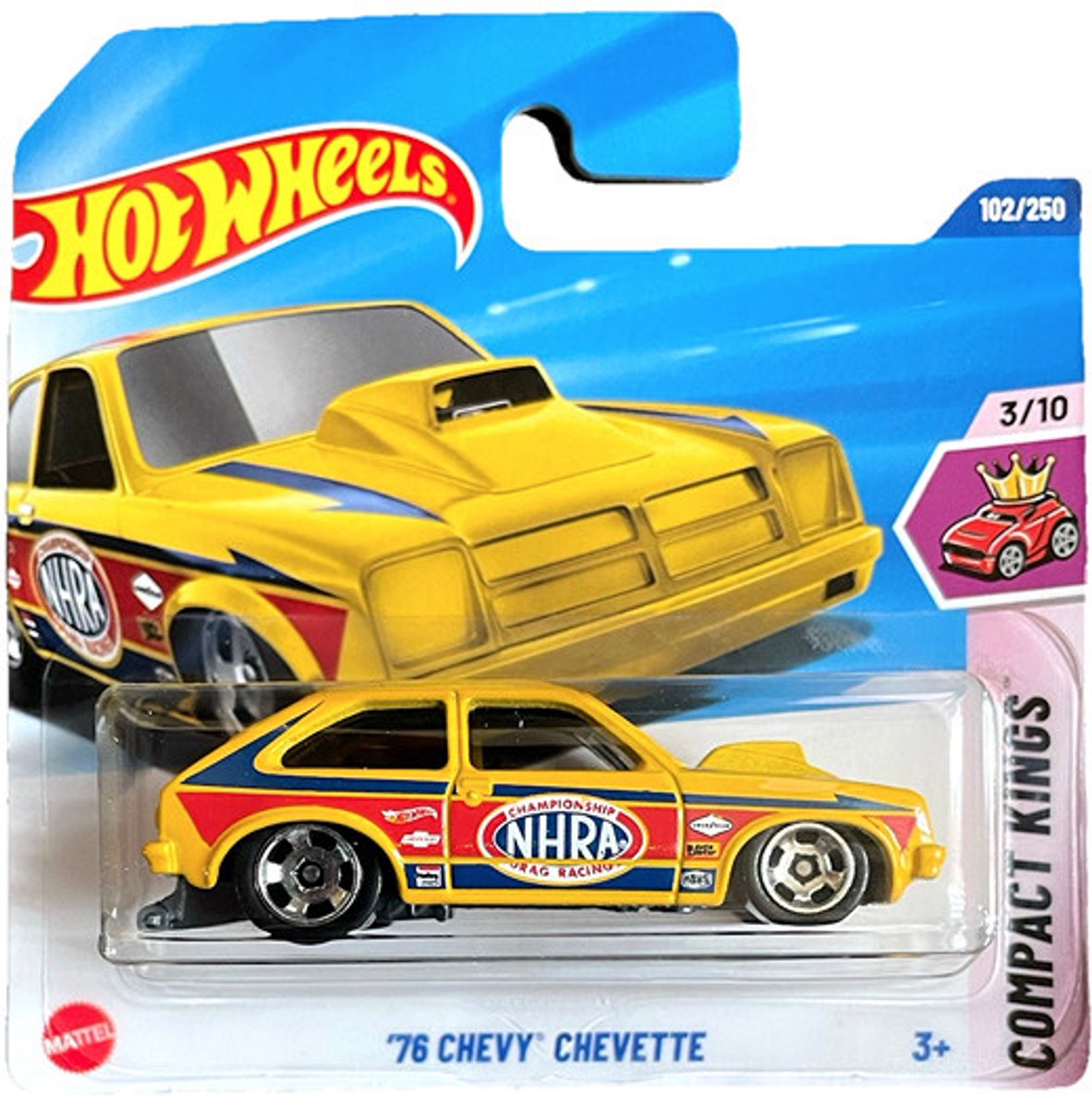 HOT WHEELS '76 CHEVY CHEVETTE NHRA YELLOW102/250 (1:64) HW COMPACT KINGS 3/10