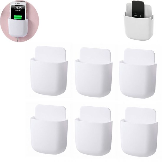 1/2 STKS Nieuwe Muur Mobiele Telefoon Houder Plug Telefoon Opladen Stand Afstandsbediening Opbergdoos Beugel Punch-Gratis Gemonteerd Organisator Houders kopen vanaf een prijs van 5.3