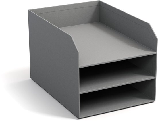 Relaxdays brievenbakje, opbergsysteem voor op het bureau, met 4 variabele legplanken, naturel 26 x 33 x 24,5 cm