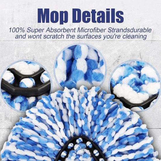 Geschikt voor H2PrO-mopkoppen met spinmopbasis, compatibel met Geschikt voor Viledar H2Pro RinseClean-mopvervangingsnavullingen: 3 stuks microvezelmopdoeken + 1 stuks driehoekige mopbasis