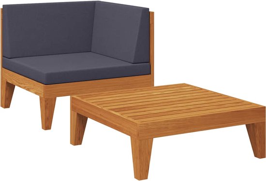 vidaXL Ensemble de salon 2 pièces avec coussins Bois d'acacia massif - Ensemble de salon - Ensembles lounge - Ensemble de salon en bois - Ensembles lounge en bois