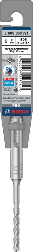 6mm Bosch 1x Foret PRO SDS Plus-5X (pour Béton Armé, Béton, 6