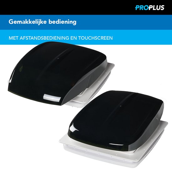 ProPlus Dakluik DeLuxe - 40 x 40 cm - 12 Volt - LED-verlichting - met Ventilator - Insectenhor - Dakraam Caravan - Zwart van ProPlus — afbeelding 2