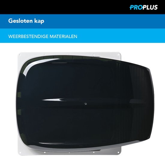 ProPlus Dakluik DeLuxe - 40 x 40 cm - 12 Volt - LED-verlichting - met Ventilator - Insectenhor - Dakraam Caravan - Zwart van ProPlus — afbeelding 3