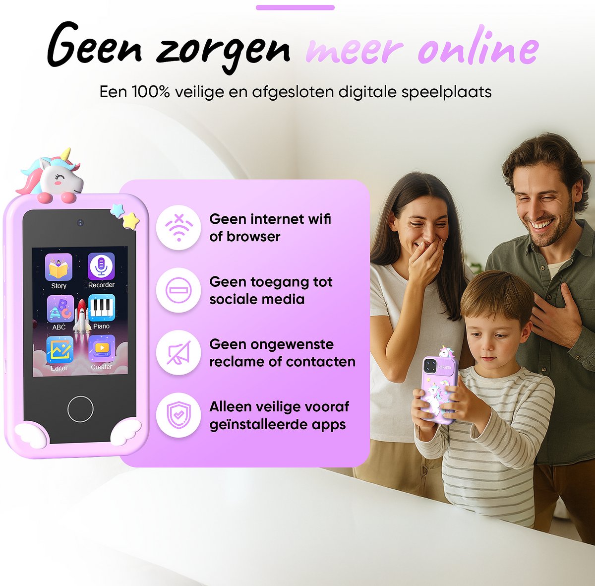 BP® Speelgoed Telefoon Paars - Kindertelefoon - Kindercamera - Educatief Speelgoed 3 Jaar - Kinder Telefoon - Nederlandse Instellingen - 22 Kindvriendelijke Offline Apps - Educatieve Spellen - Inclusief 32 GB SD Card — afbeelding 8