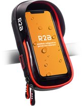 Support Téléphone Vélo Étanche R2B – Pour Moto & Scooter – Rotation 360° – Support GSM Guidon – Accessoire Vélo – Modèle La Haye – Noir/Rouge