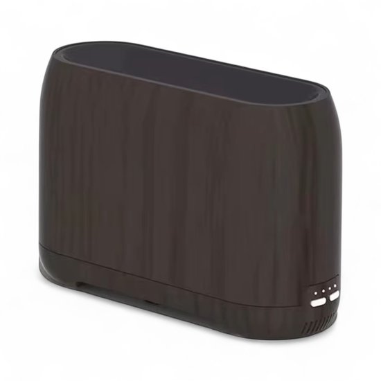 Smart WiFi Luchtbevochtiger | Vlameffect & Aromatherapie | Speakerfunctie | Ultrasoon | Stil | Tuya App | Google Home & Alexa | Houtlook Donker | 400ml | USB-C