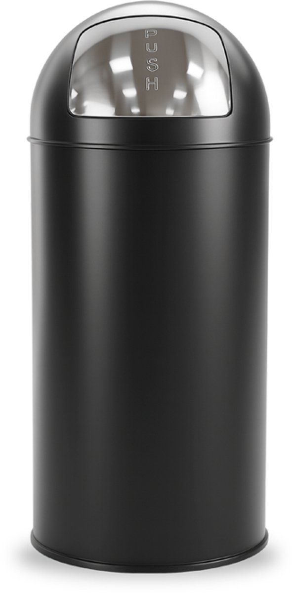 BRASQ Push Bin - Prullenbak Zwart - Vuilnisbak met uitneembare afvalemmer - 30 liter - Afvalbak - Prullenbakken