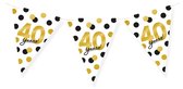 LUQ – Vlaggenlijn 40 Jaar – Wit-Zwart-Goud – 6 m Luxe Verjaardag Decor – Feest Versiering – Slinger – Direct Ophangen