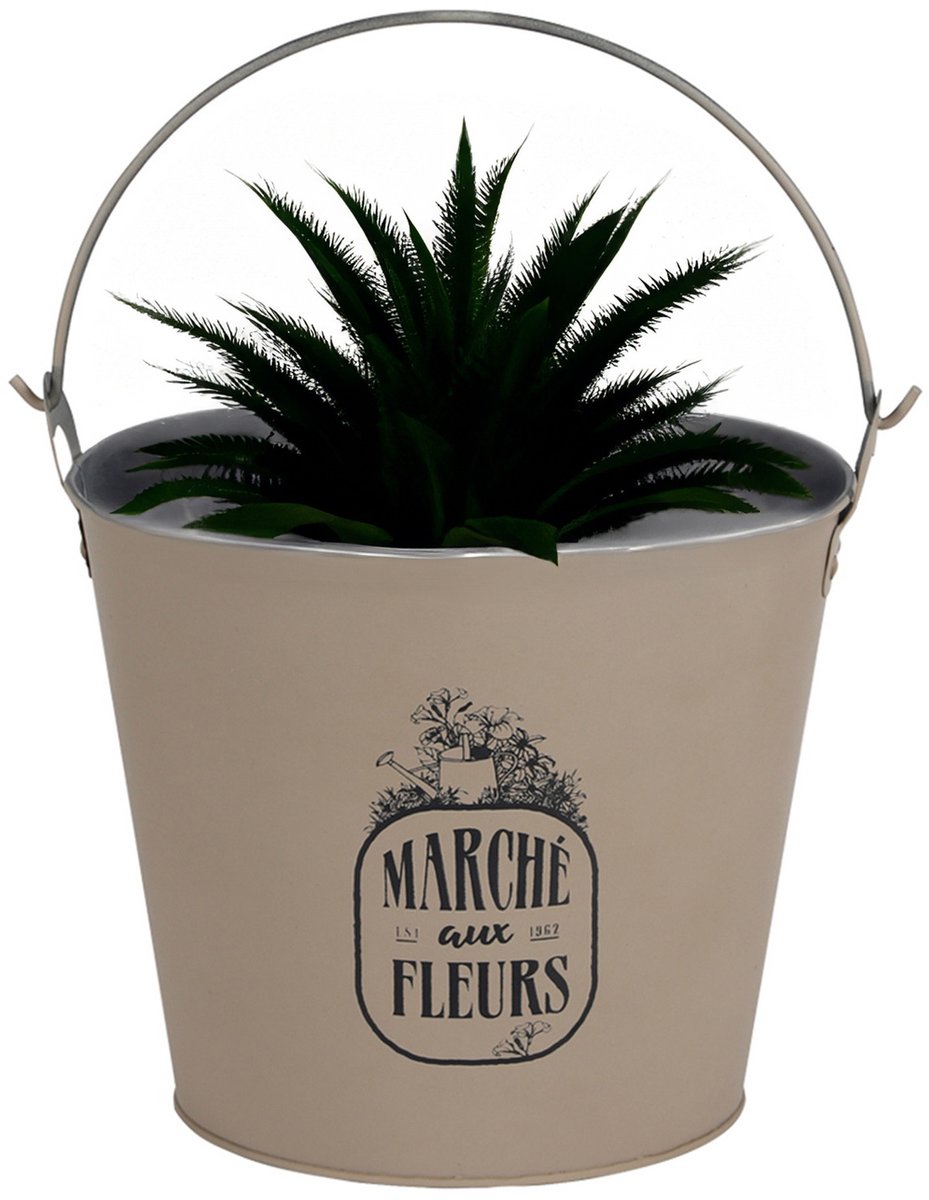 Sunnydays Emmer/plantenpot/bloempot - zink - taupe - D24 x H19 cm