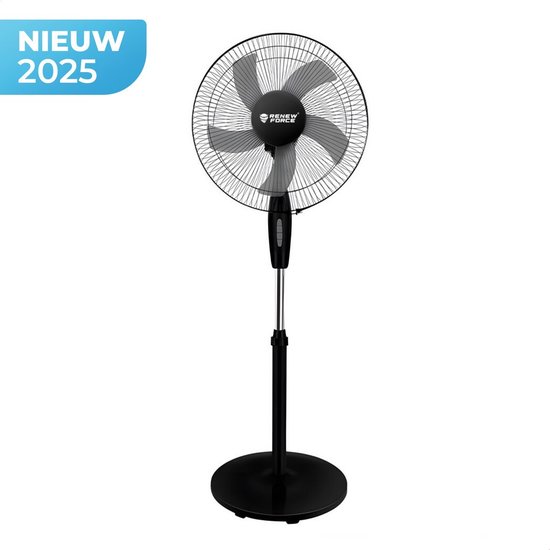 Golermo Staande Ventilator Zwart – Stil & Krachtig – 3 Snelheden – Oscillerend – Verstelbaar tot 125 cm – Voor Thuis, Kantoor of Werkplaats