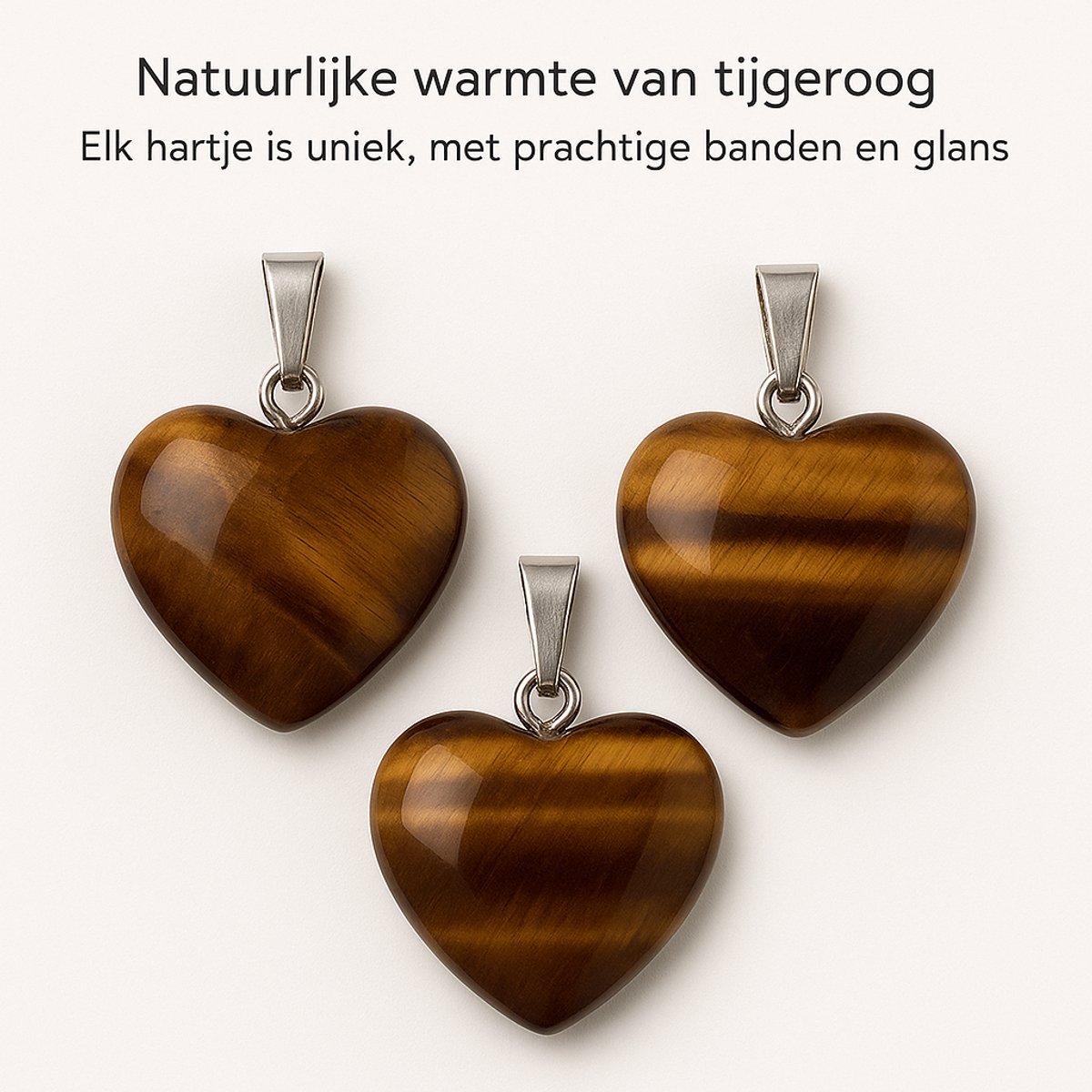 S4H – 3 x Tijgeroog Hart Hangers (20mm)