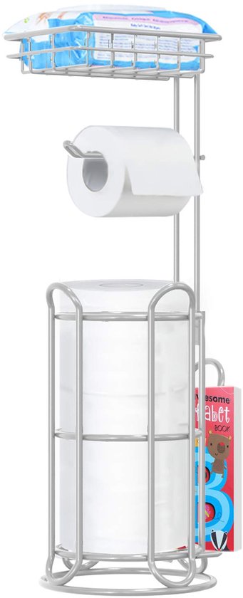 Top-spring Toiletrolhouder Vrijstaande toiletrolhouder Stand met reserve, roestvrijstalen antiroest vrijstaande toiletroldispenser bevat 3-4 papierrollen, badkameropslag (chroom