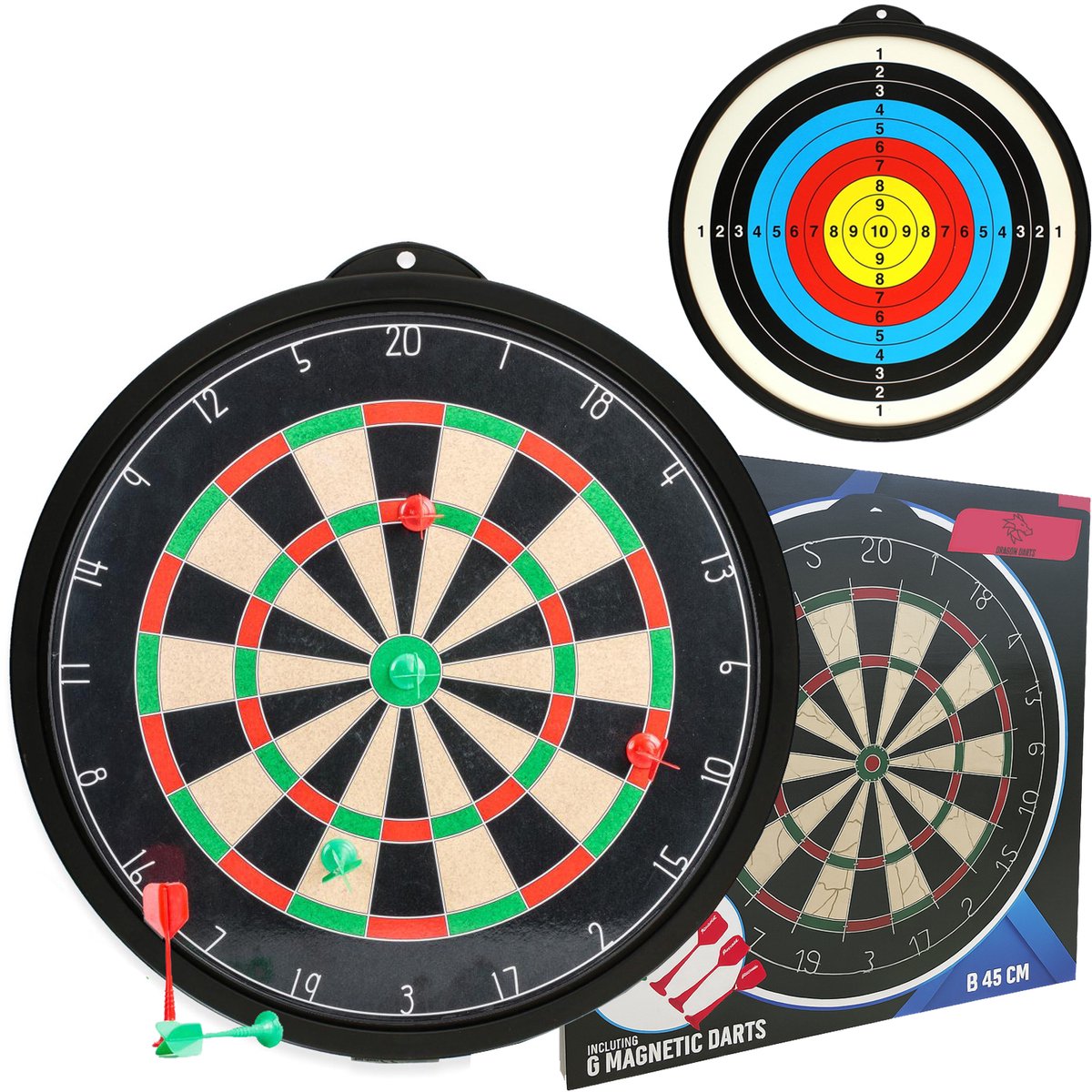 Dragon Darts Magnetisch Dartbord - Dubbelzijdig - Inclusief 6 Magnetische Dartpijlen - Veilig voor Kinderen & Volwassenen - Ø 45 cm