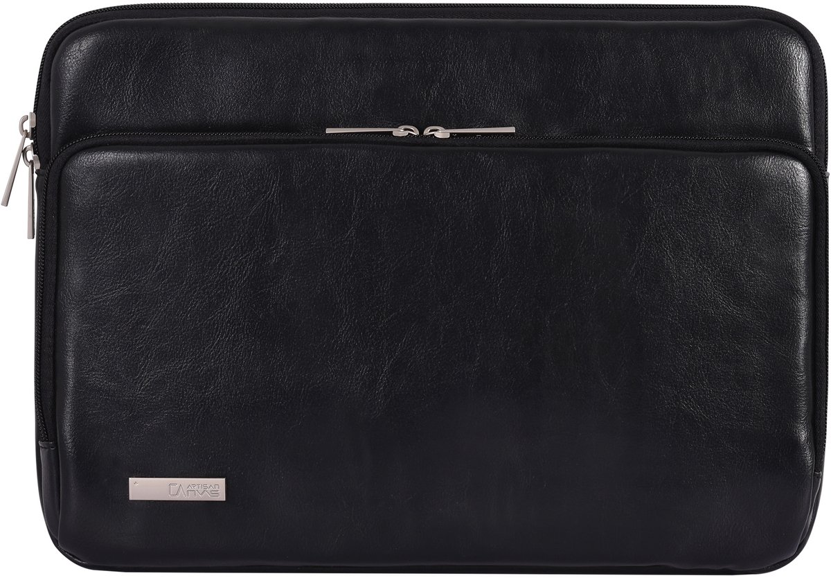 Laptophoes 13.3 Inch VV – Met Extra Ritsvak - PU Leer - Laptop Sleeve – Zwart