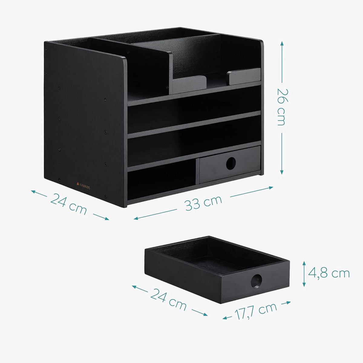 Bureau Organizer Hout met Lade - 33 x 24 x 26 cm - Ideaal voor Kantoorartikelen en Documenten - Milieuvriendelijk Bamboe — cadeau in Wonen & Interieur - foto 3