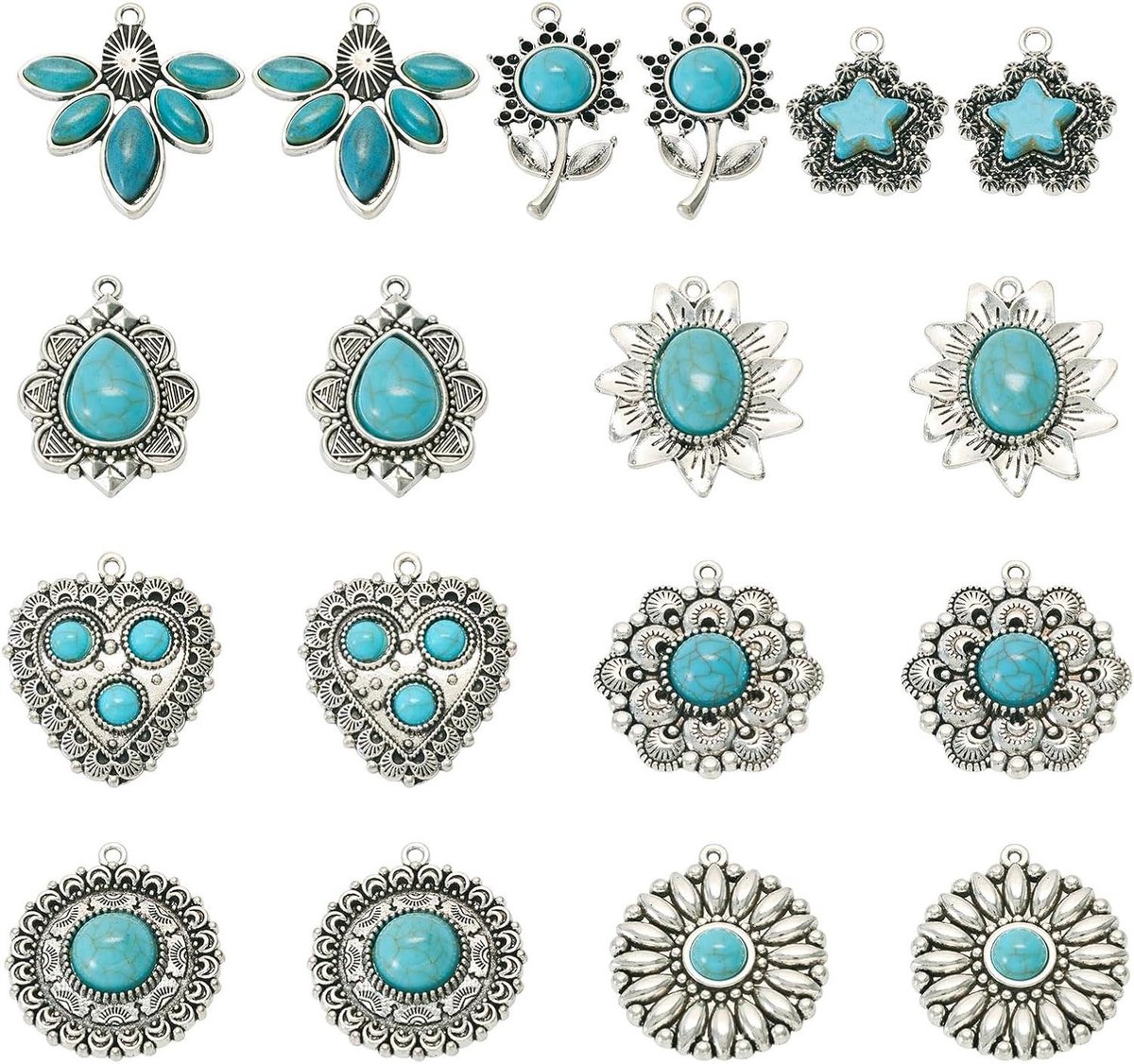 Smoakez - Turquoise Connection Charms Retro Filigree Pendants voor Bohemian Sieraden - Edelsteen Sieraden Maken
