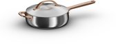 BergHOFF Home Belly Hapjespan 24 cm – PFAS-Vrije Stoofpan met Deksel– RVS Sauteerpan Inductie 24 cm - Geschikt voor Inductie, Gas, Elektrisch en Keramisch – Ovenbestendige Pan - Vaatwasserbestendige Pan – Luxe Hoge Bakpan 3,2 l – Warm Blush