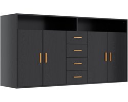 HOMAVO BG1-L Dressoir – 160 cm – 4 Laden, 2 Deuren & 2 Open Vakken – FSC-gecertificeerd