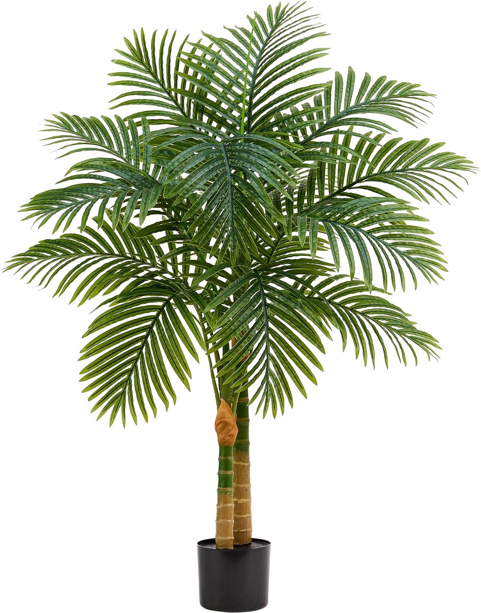 TXABL Kunstmatige Gouden Palm 120cm UV-bestendige kunstboom grote palm kunstplanten zoals echte, nep tropische plant voor thuis woonkamer slaapkamer kantoor balkon tuin decoratie kunstpalm