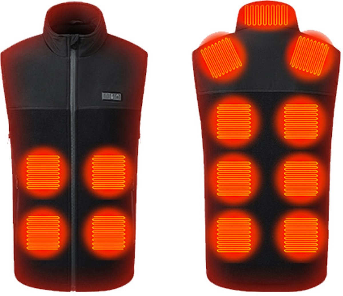 Verwarmd vest 13 verwarmingszones L/XL Zwart