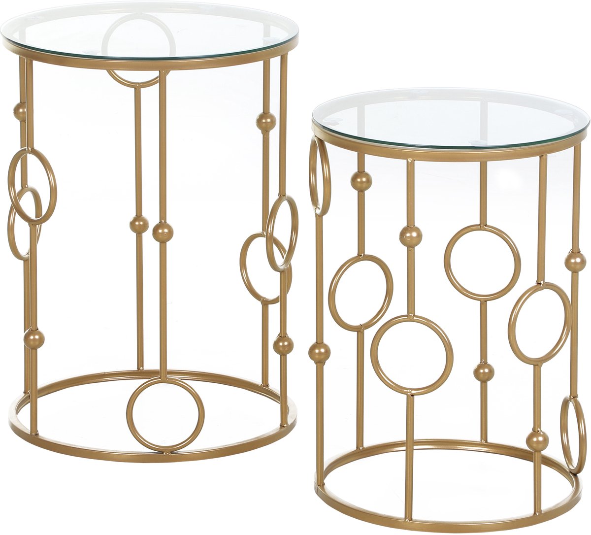 HOMCOM-Bijzettafelset - Metaal - 41x41x57cm - Goud