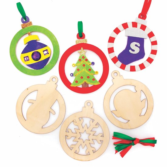 Baker Ross Kleurrijke kerstballen, 8 stuks kerstballen voor kinderen, maak je eigen kerstdecoraties (AX478