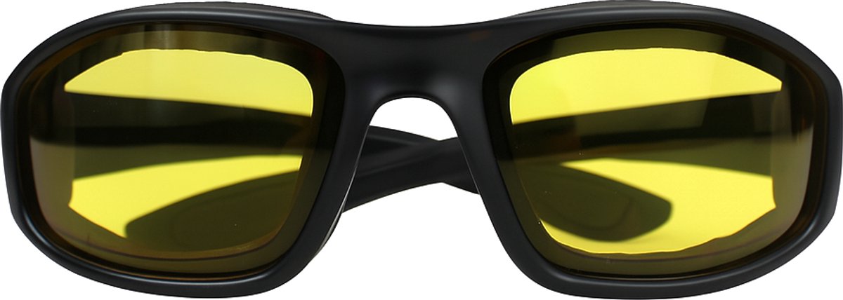 CRG Chicago Motorbril - Geel Glas - Fietsbril Motor - Motorbril Heren - Motorhelm Zonnebril Heren & Dames - Zwart - Geel