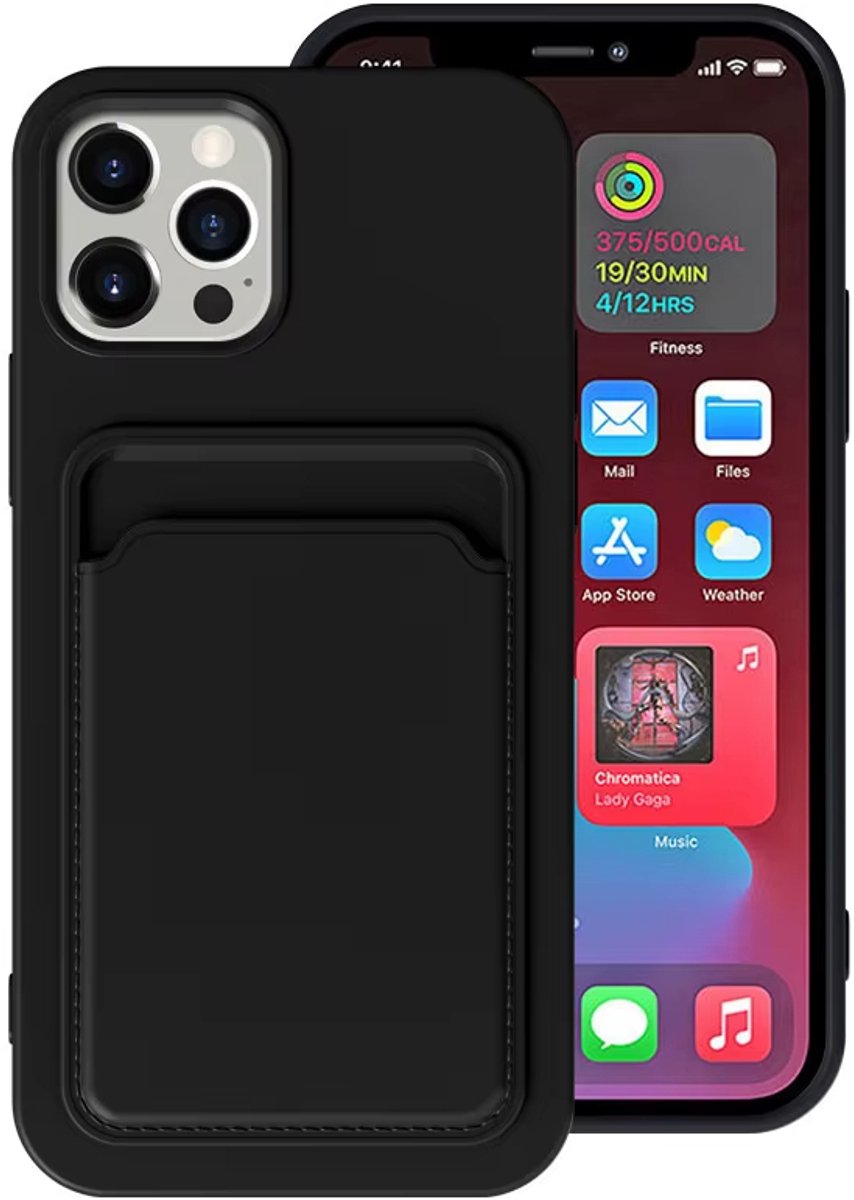 Luxe stevig en zacht TPU telefoonhoesje geschikt voor iPhone 16 Pro Max– Frosted beschermhoesje met kaartvak – slank & duurzaam