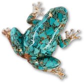 Grenouille en cristal Mauropet® – Figurine de style Murano – Handgemaakt avec des pierres précieuses – Décoration et cadeau – Turquoise – Figurine animale Uniek