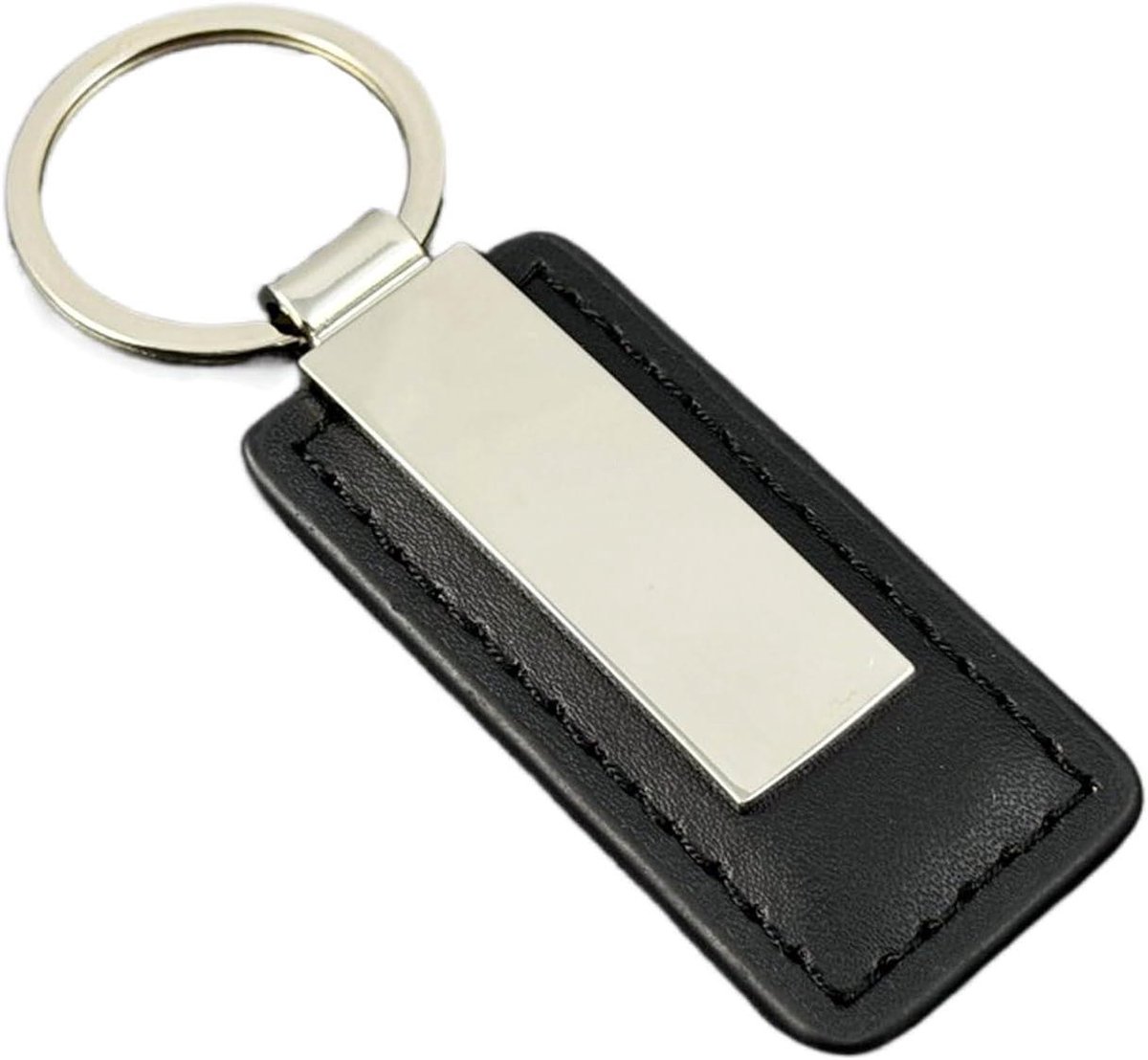 Inovra Plus - Lederen Sleutelhanger voor Mannen in Zwart Leer - Met Metalen Houder - Hangend Ornament en Riempje - Autosleutelhanger