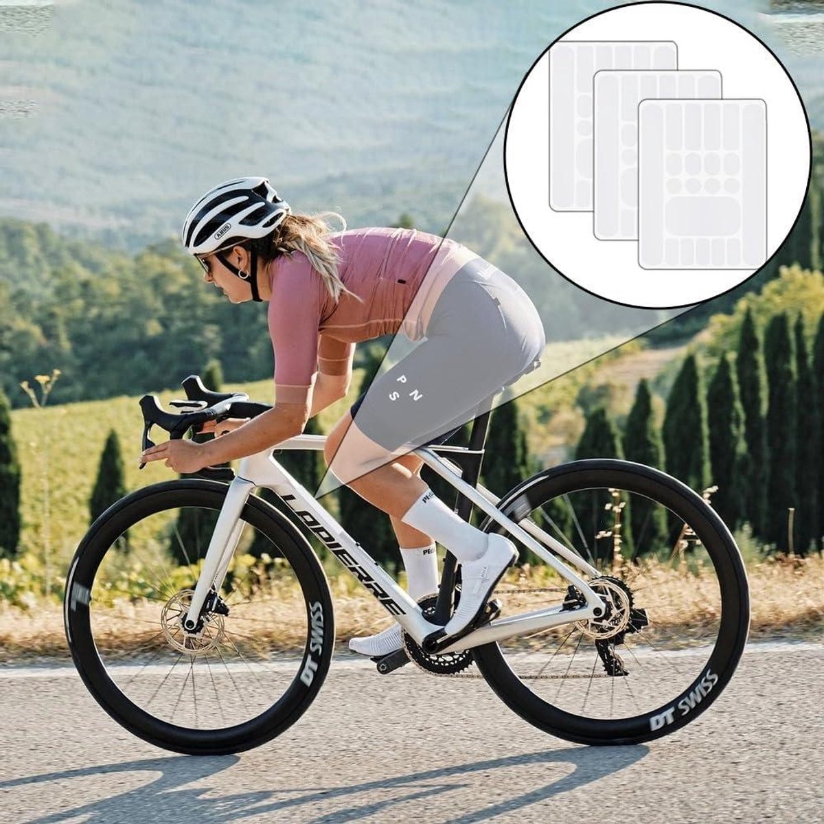 Inovra Plus - Zelfklevende fiets framebeschermingsfolie 3 stuks voor bescherming tegen krassen en lakschade - Fietsframe transparante beschermfolie voor MTB, racefiets, e-bike en stadsfiets