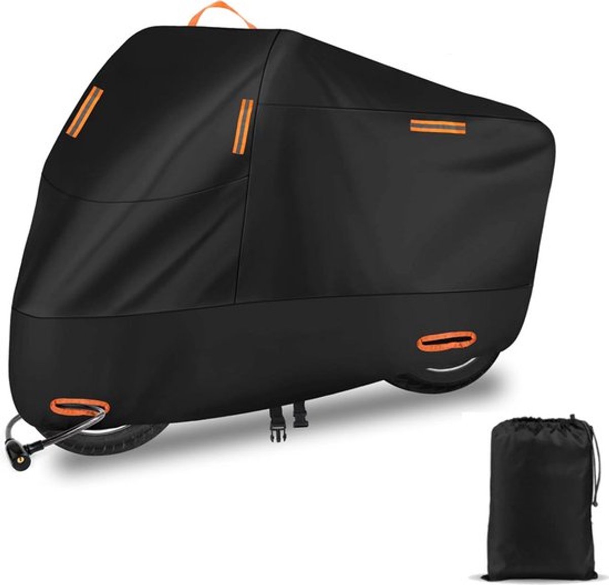 Motorhoes/Scooterhoes - Universeel Voor Alle Motors/Scooters - Waterdicht - Oxford 300D Motorhoes - Geschikt Voor Windscherm - Anti-Stof/Uv - Met Reflecterende Strip - Incl. Opbergzak - Outdoor Indoor-Motorbike Cover - XL 230 * 95 * 125 CM
