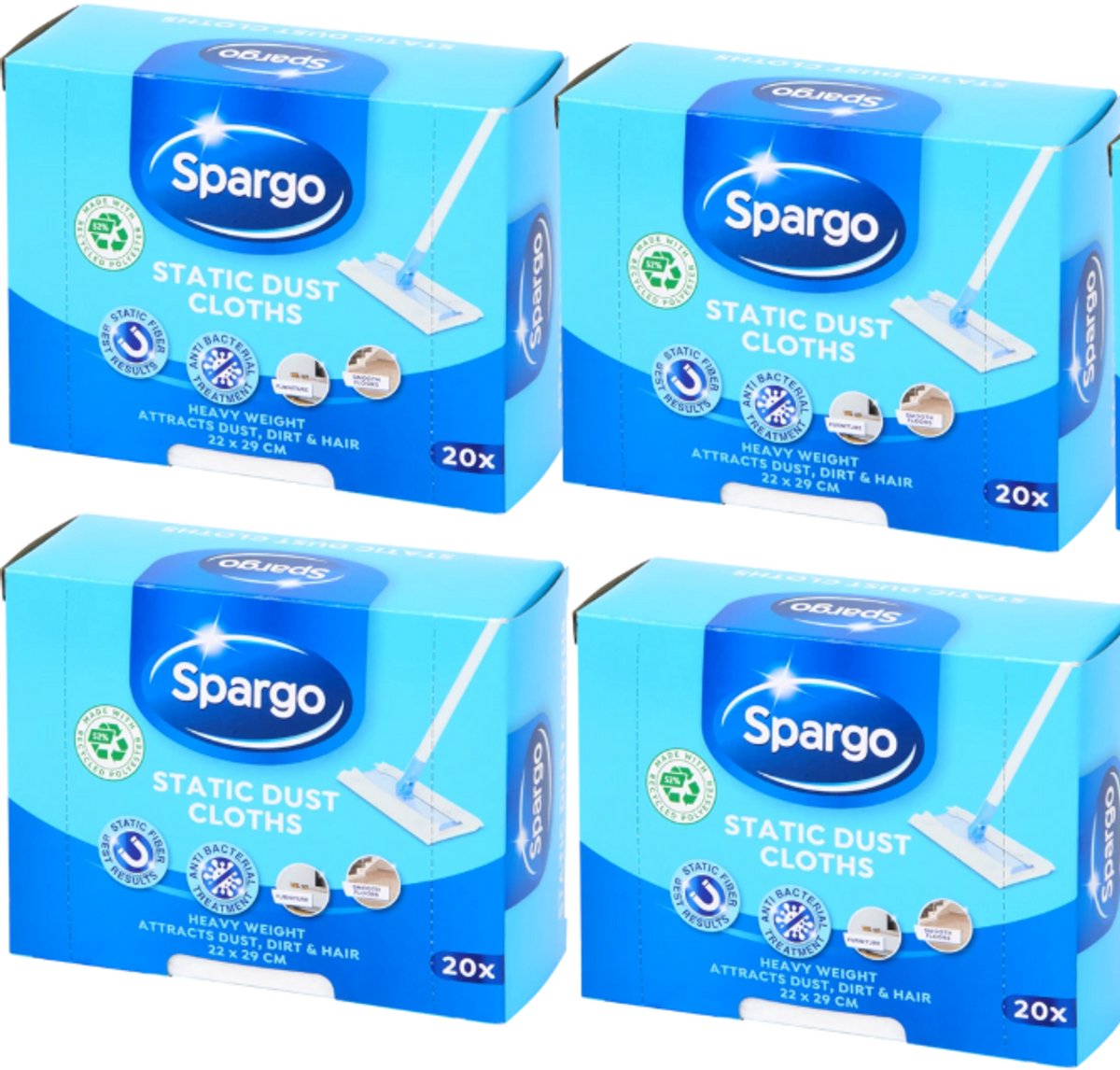Spargo - statische stofdoeken - voordeelverpakking - 4x 20 stuks