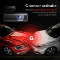 Dashcam RedTiger F9 Lite die een aanrijding registreert, met G-sensor activatie bij impact.
