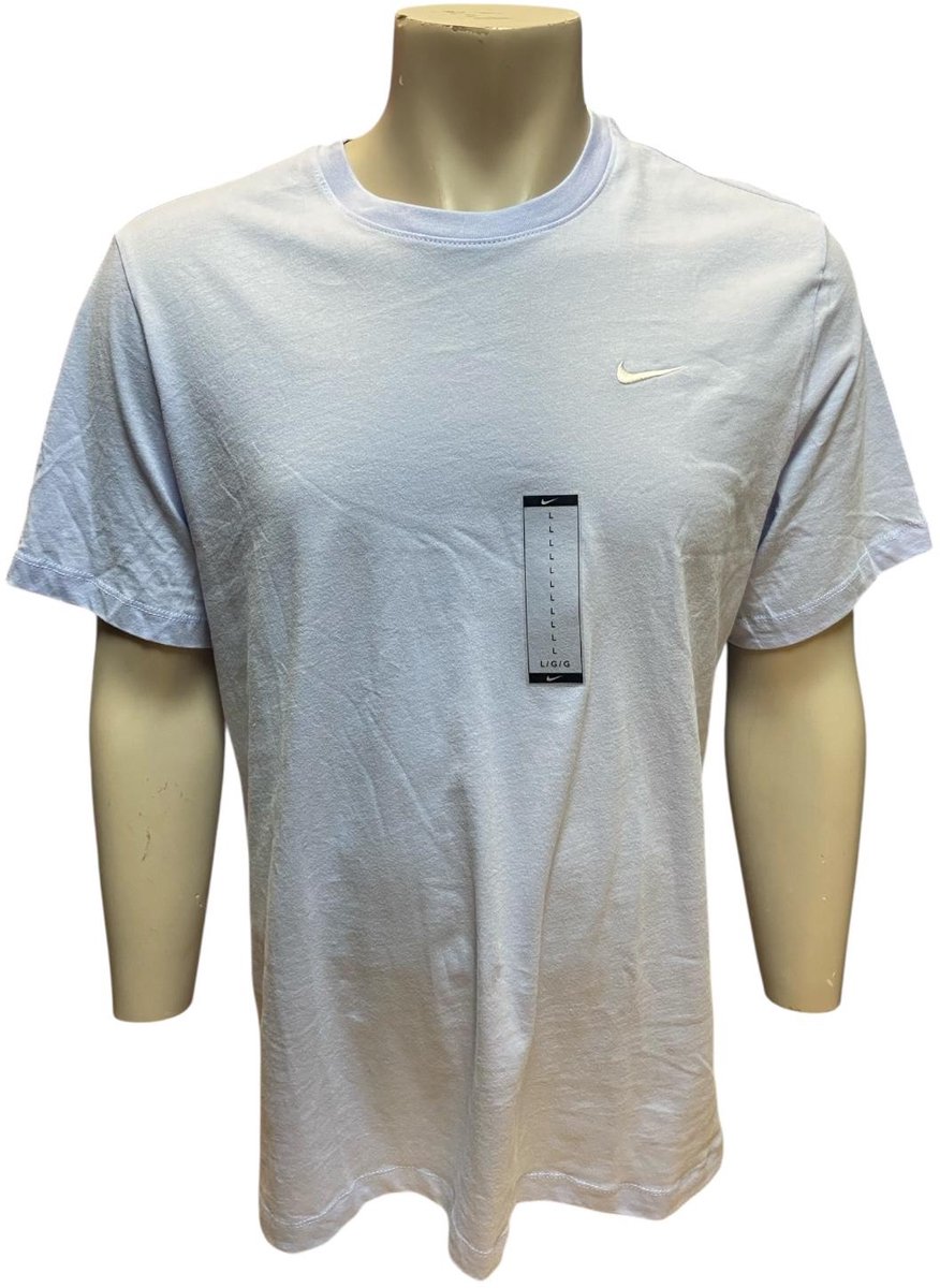 NIKE T-SHIRT LICHTBLAUW/WIT - MAAT S