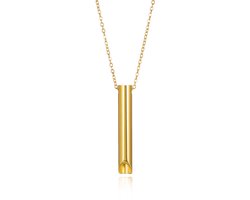 WiseGoods Ademhalingsketting Stoppen met Vape & Roken - Anti Stress Fluitje Ademhalingstrainer Meditatie Tool - Goud