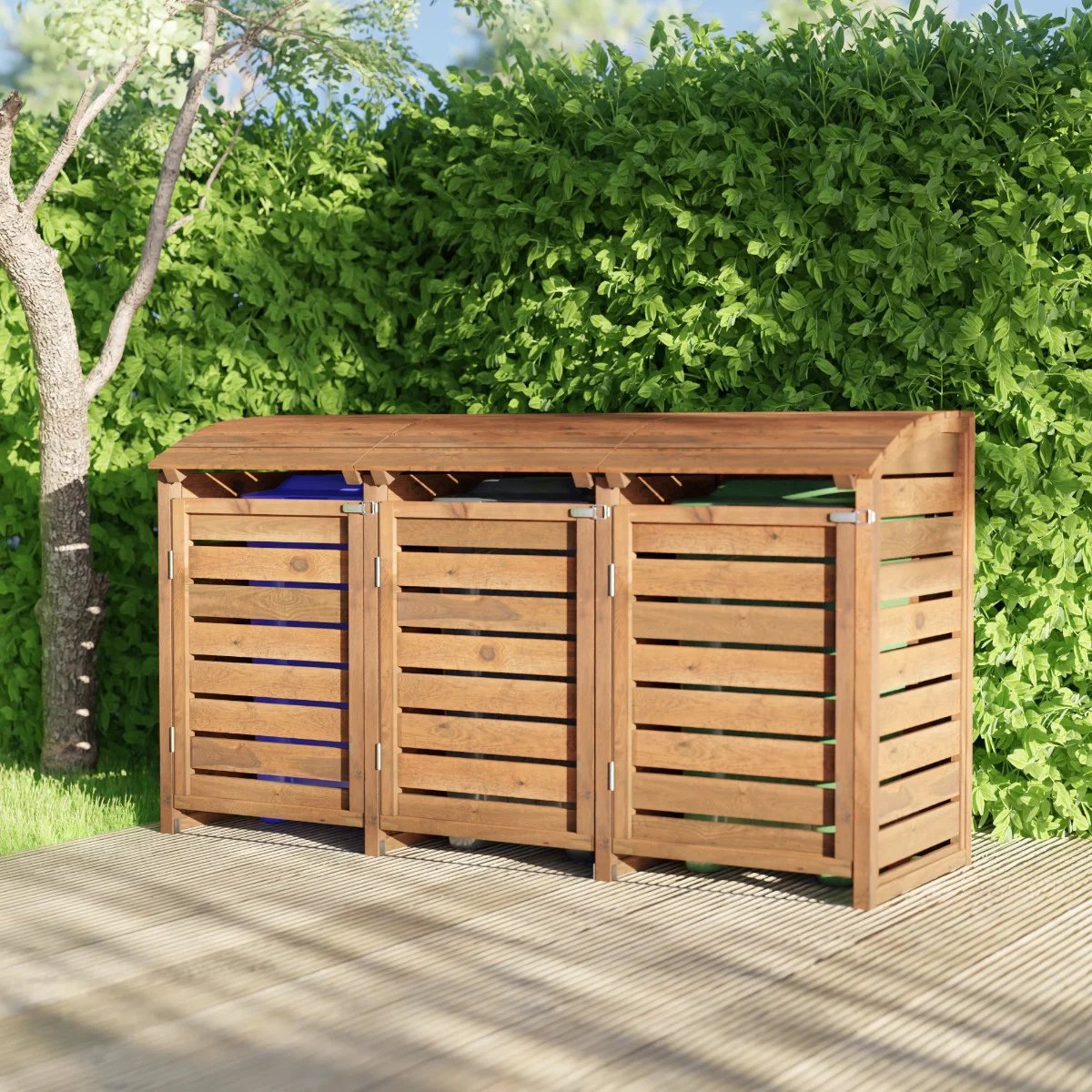 Containerombouw voor 3 kliko's - Kliko Ombouw - Geïmpregneerd Grenen Hout - Bruin