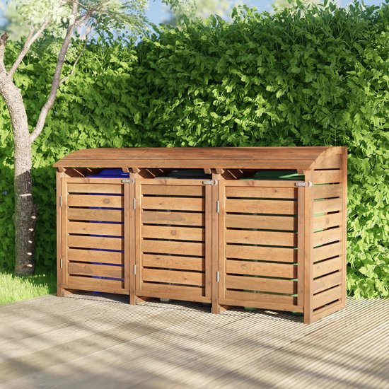 Containerombouw voor 3 kliko's - Kliko Ombouw - Geïmpregneerd Grenen Hout - Bruin