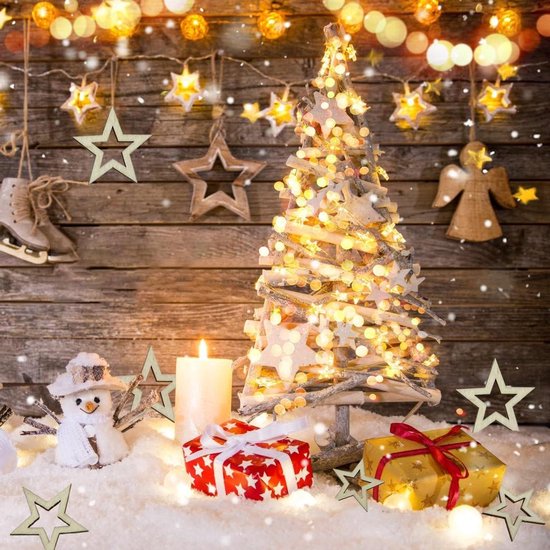 Allecto Plus - Houten Sterren 100 Stuks Knutselhouten Sterren Sterretjes Decoratie voor Knutselen Mini Ster Houten Versiering Decoratieve Sterren voor Kerst Bruiloft Feest DIY