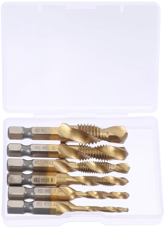 Foto: Allecto plus 6 delige set schroefdraadboor voor staal boren en precisiewerk gereedschapskist combi boor kit