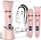 3-in-1 Ladyshave met Display - Gezicht - Oksels - Benen - Bikinilijn - Sansbeauté® - Scheerapparaat Vrouw - Ontharingsapparaat Electrisch Ontharen - Gezichtsontharing Dames - Trimmer Vrouw - Ladyshaves Bikini - USB Oplaadbaar