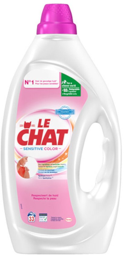 Le Chat Vloeibaar Wasmiddel Sensitive Color 33 wasbeurten - 1,485 liter