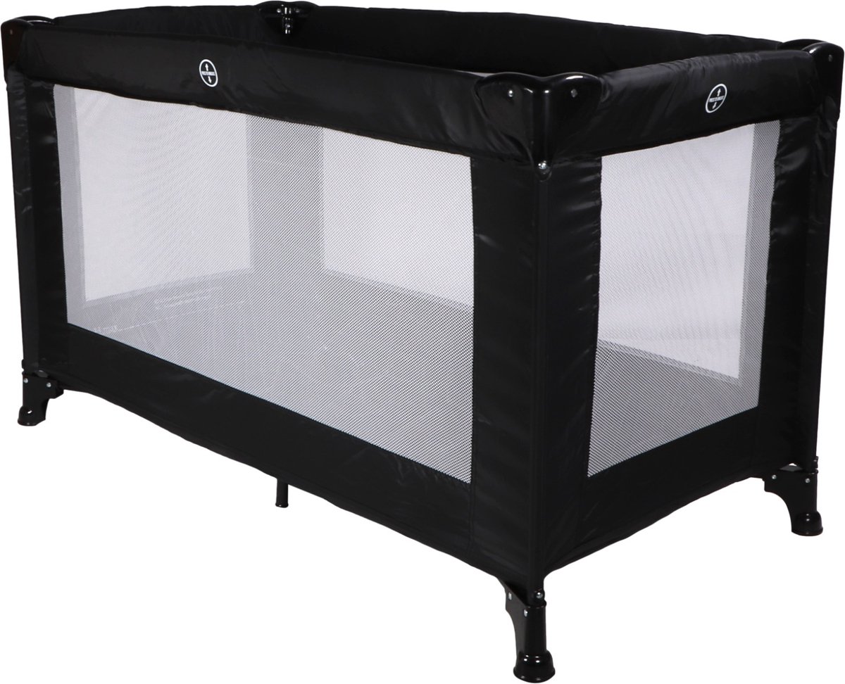 Bol.com MamaLoes Campingbedje - Zwart - 120x60 cm - Inklapbaar Reisbedje - Met Draagtas en Bodemmatrasje aanbieding