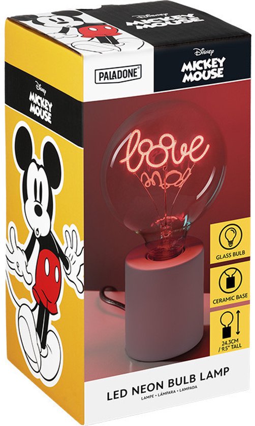 Paladone Mickey Mouse LED Neon Lamp - E27, 24,3 cm, Rood