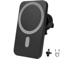 Magnetische Autohouder Met Draadloos Opladen - Zwart - Telefoonhouder Gsm Auto - Magnetische Houder Ventilatie - Telefoonhouder Auto