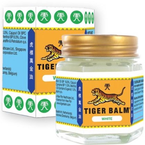 Tiger Balm Wit - Tijgerbalsem - Om vrijer te ademen - Verzachtende invloed op voorhoofd en slapen - Spierbalsem - 19 gram