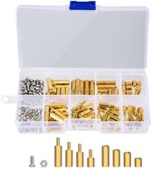 Allecto Plus - Entretoises en Messing M2.5 mâle femelle hexagonales, vis en acier inoxydable, jeu d'écrous avec boîte de rangement 180 pièces - Assortiment de matériel de fixation