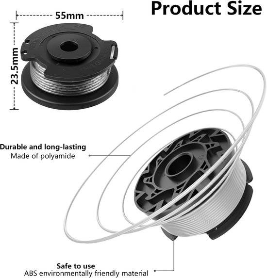 Maaidraad Set Geschikt - Snijdraadspoel - 4 Stuks - Ø 1,6 MM - Draadspoel voor Grastrimmer - 5 Meter - Trimmerdraad - Maaiaccessoires - Strimmer Bijlagen Onderdeelnummer F016800569 - Spool & Lijn Vervanging geschikt voor Bosch van Merkloos	 — afbeelding 3